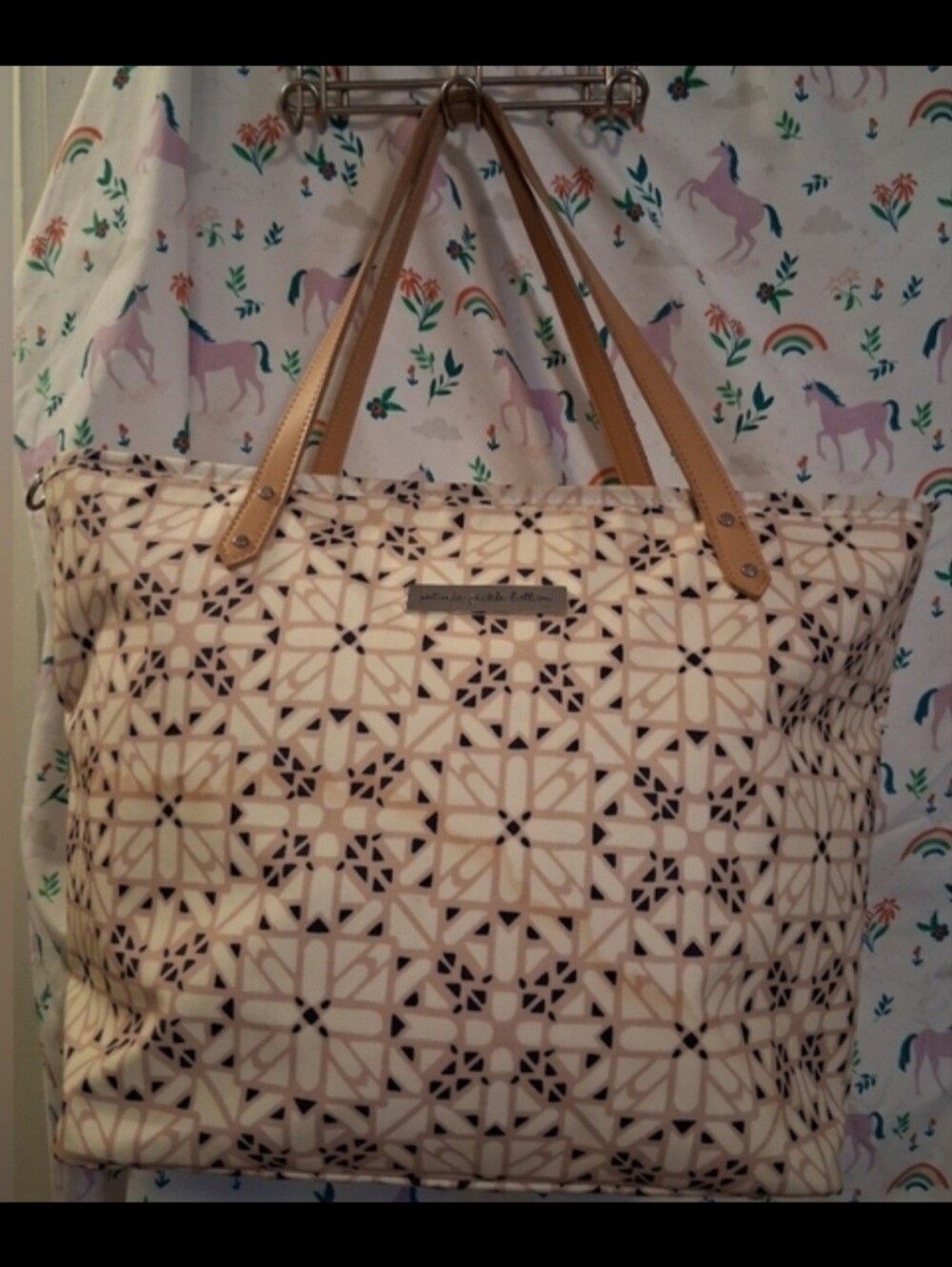 EUC Petunia Pickle Bottom Blooming Brixham Pink Diaper Travel Tote Purse Bag